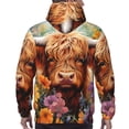 thumbnail image 7 of Lsque Countryside Colorful Floral Cow Pattern Casual Men's Hoodie,Hooded Sweatshirt with Kangaroo Pocket,Pullover Hoodie-X-Large, 7 of 7