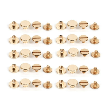 

2024 10sets 5/6.5/8mm Solid Brass Button Stud Screw Nail Screwback for Leather Rivet Belt DIY Gold
