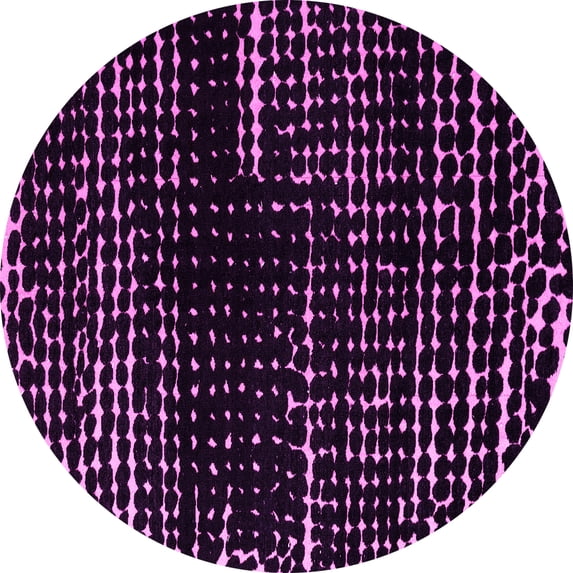 Ahgly Company Indoor Round Abstract Pink Modern Area Rugs, 6' Round