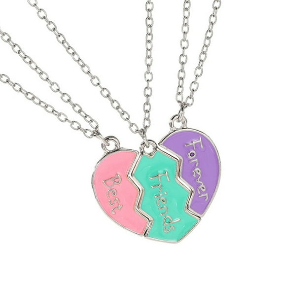 3pcs Heart Puzzle Friendship Necklace Set Symbolizing Portable Bonding for Trendy Women and Fashion Enthusiasts