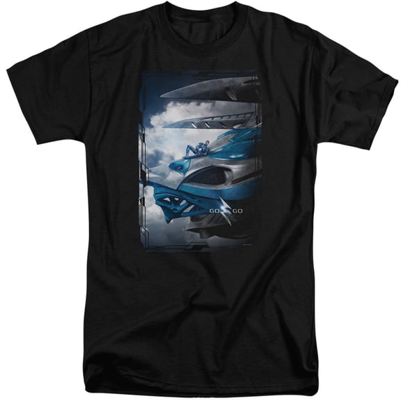 Power Rangers Blue Zord Poster Adult Tall T-Shirt 18/1 T-Shirt Black