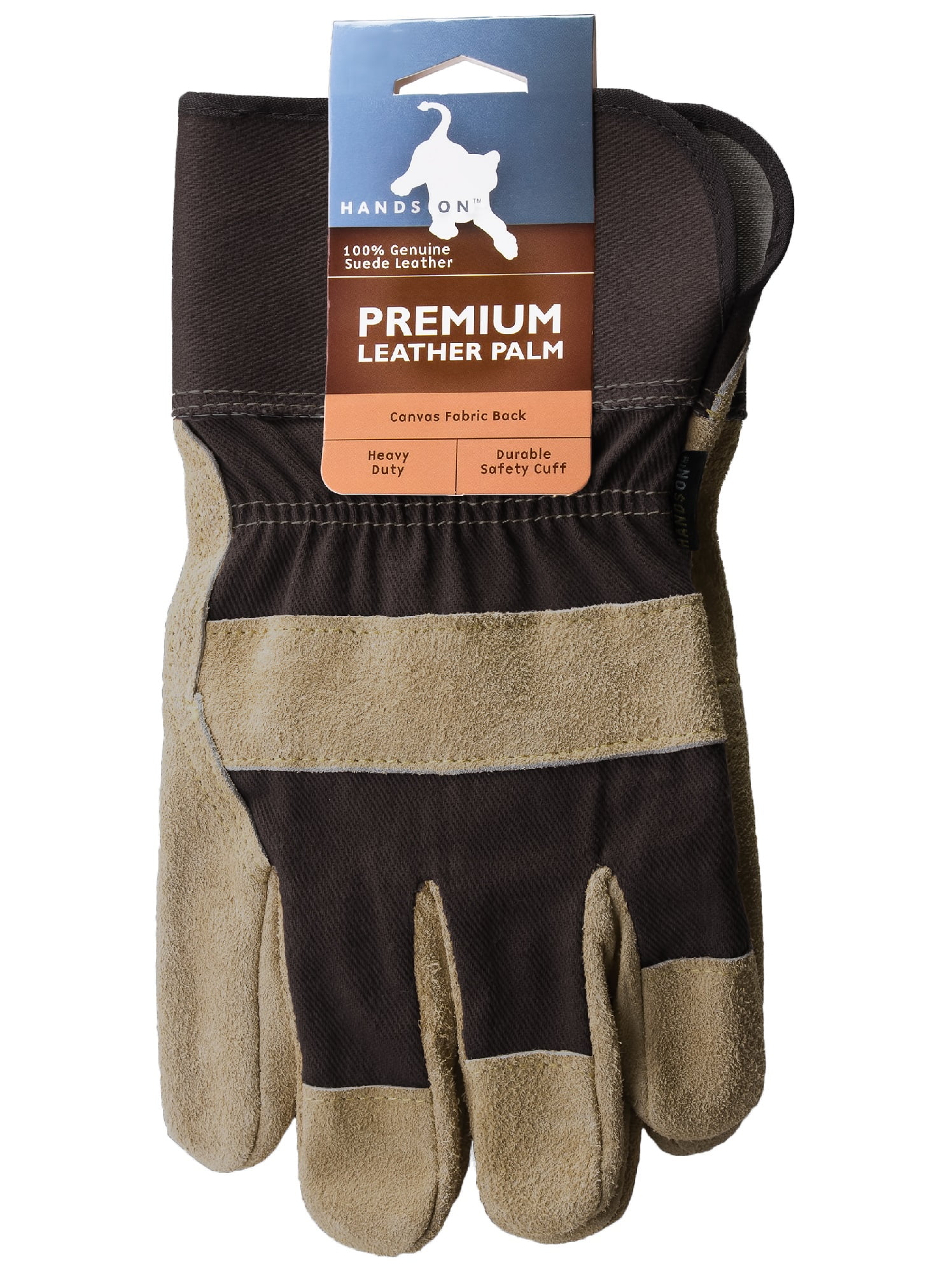 LP4321-L, Men's Leather Palm Work Gloves, Breathable Fabric Back, Safety Cuff