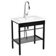thumbnail image 3 of Freestanding Ceramic Laundry Sink, 28 Inch Design with Drain Kit for Basements, Garages, and Outdoor Workshops (Without Wash board), 3 of 9