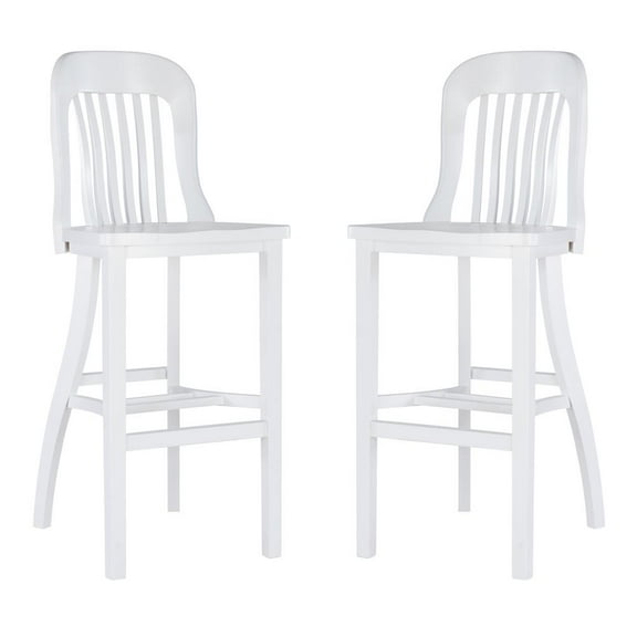 Linon Roxana Wood Commercial Grade Set of 2 Counter Stools in Glossy White