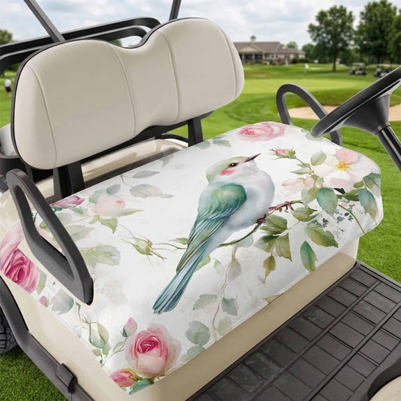 Golf Cart Seat Covers for 2 Seater,Farmhouse Flower Microfiber Cart Seat Towel Blanket,Country Bird Plant Spring Summer Absorbent Breathable Non Slip Bench Seats Protector for Golf Course 51"x31"