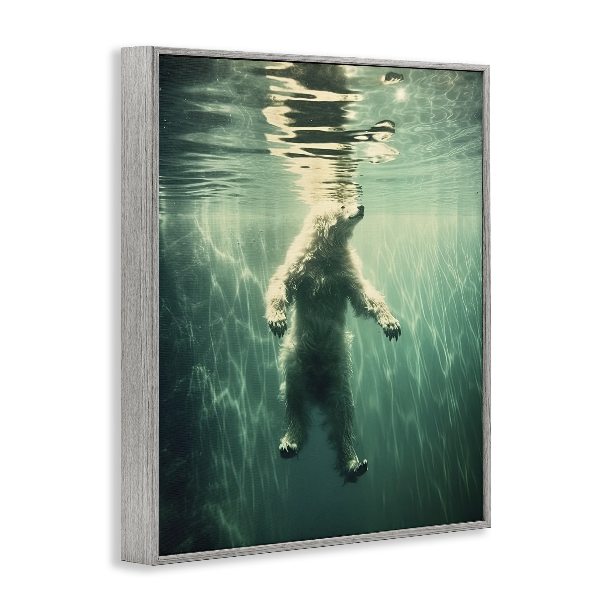 Floating Bear Underwater Gray Framed Giclee Art, design by Decent Exposures