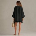 thumbnail image 4 of Linen Set Women Summer Spring 3 Piece Lounge Sets Cardigan Matching Tank Tops and Wide Leg Casual Vacation Outfits Black L, 4 of 6