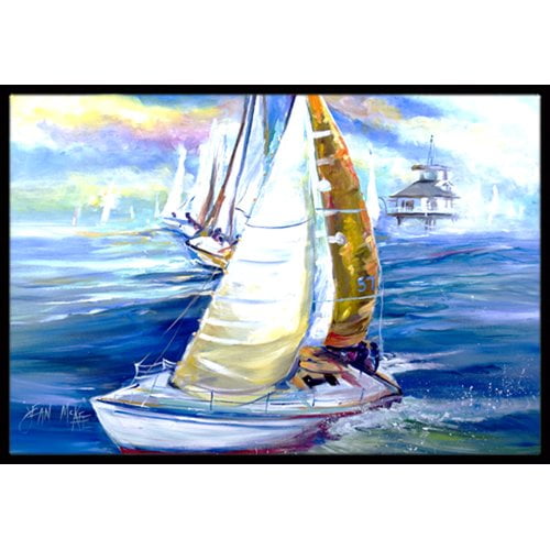 Rock my Boat Sailboats Doormat by Caroline's Treasures