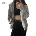 thumbnail image 1 of Sudadera con capucha para mujer Abrigo con capucha con cremallera abierta en la parte delantera Abrigo informal suelto para niña, Gris, 5XL tholdsy  AP001482-07B, 1 of 7