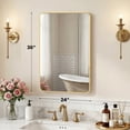 thumbnail image 2 of JIOABL 24"X36" Square with Rounded Corners Bathroom Mirror, Aluminum Wall-Mounted Tempered Glass Mirror - Perfect for Bathroom, Bedroom & Living Room, Gold, 2 of 9