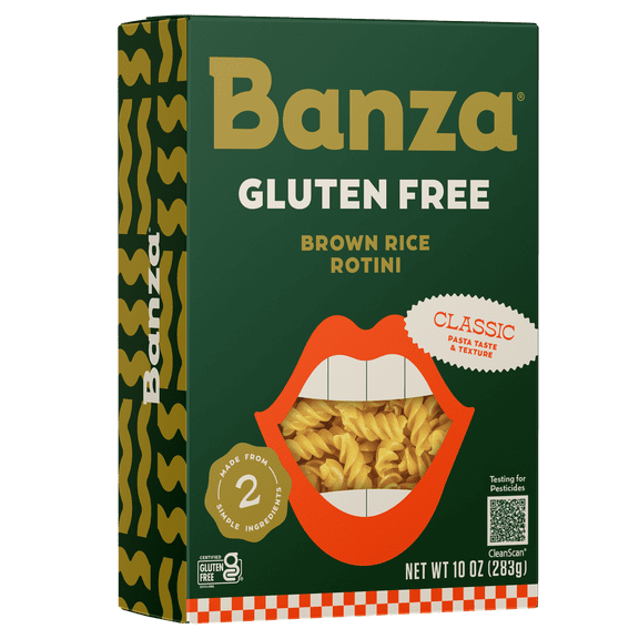 Banza Brown Rice Rotini, Gluten-Free Pasta Made in Italy, Non-GMO, 8oz, Classic Texture