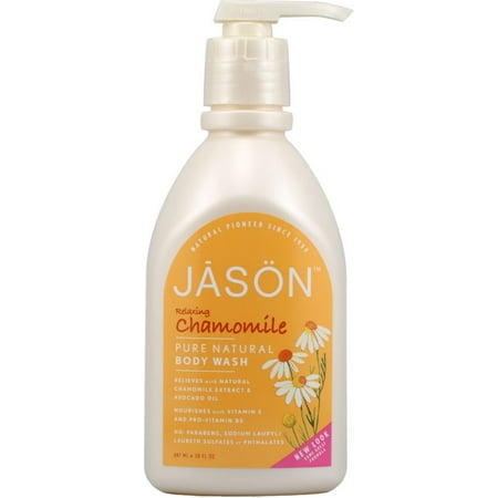 Jason Chamomile Satin Soap - 3 Pack - Jason Pure Natural Body Wash, Relaxing Chamomile 30 oz