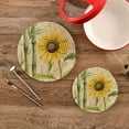 thumbnail image 2 of Sunflower Bamboo Trivet Mats Pot Holders Cotton Woven Non-Slip Heat Resistant for Hot Pots Pans Pats for Cooking Baking Set of 2, 2 of 7