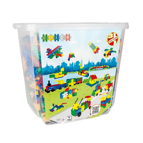 Clics Toys Clics Building Blocks Bucket (850 Pieces) - Kids Stem Building Blocks Construction Toys