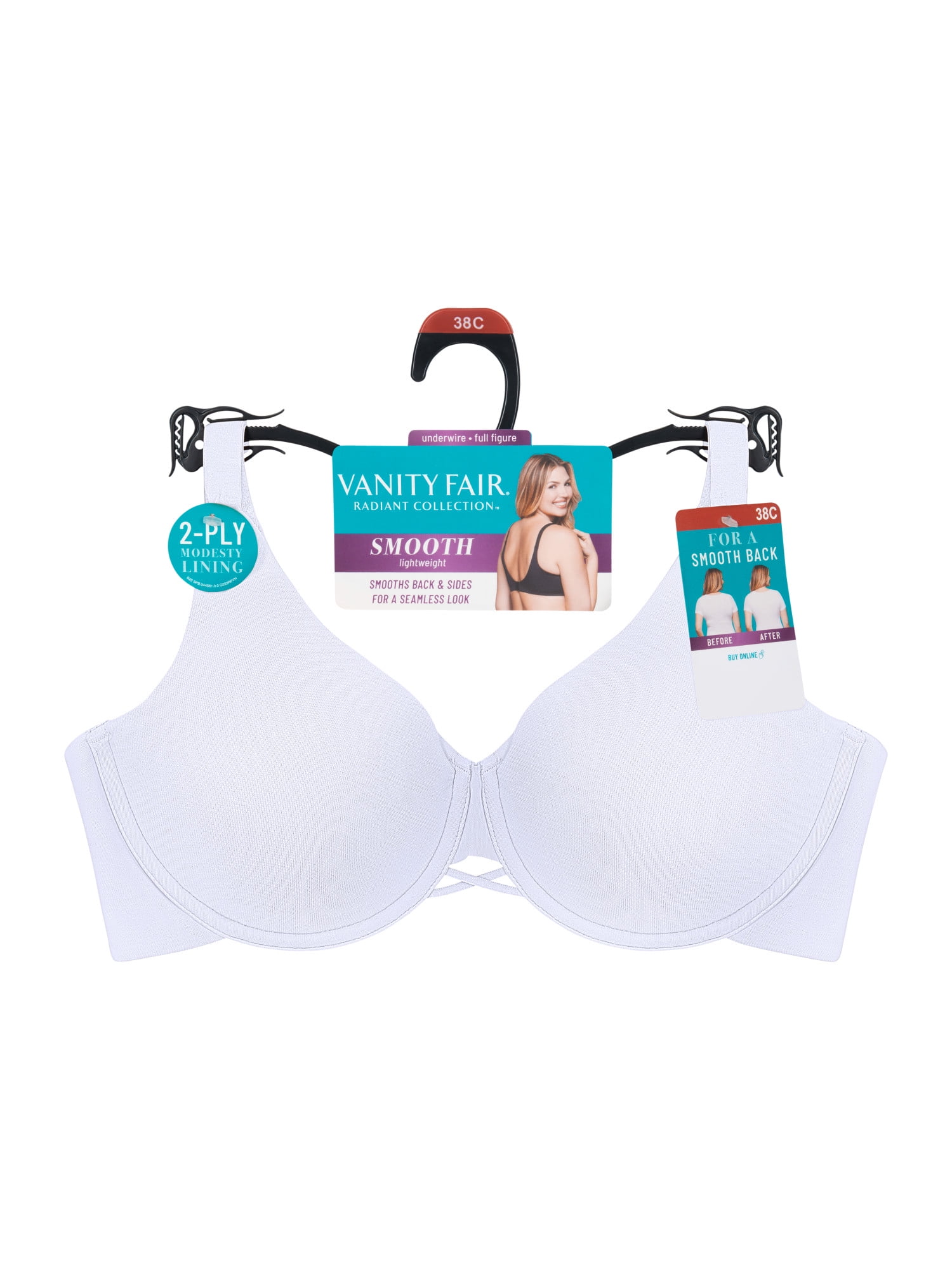 Vanity Fair Beautiful Benefits light cream bra size 38C
