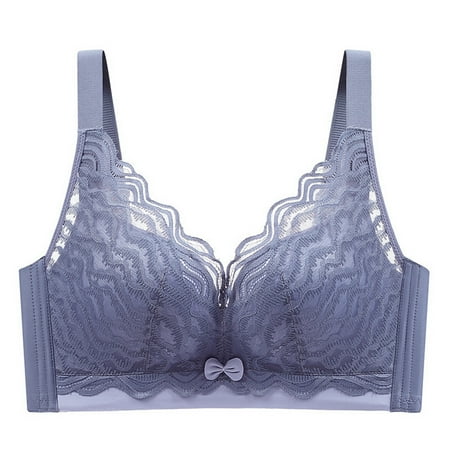 eileial Women s Underwire Bra Minimizer Lace Floral Bra Unlined Unpadded Plus Size Full Coverage Bra Blue XL