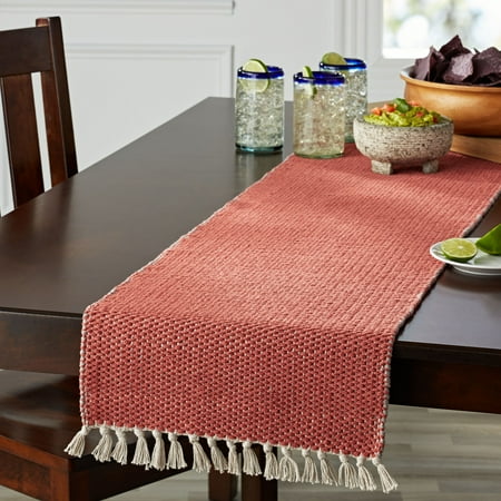 What Is A Table Runner Discontinued - Last Chance Clearance! Better Homes & Gardens Double Weave Fringe Reversible Table Runner, Clay Brick/Taupe Splash, 14