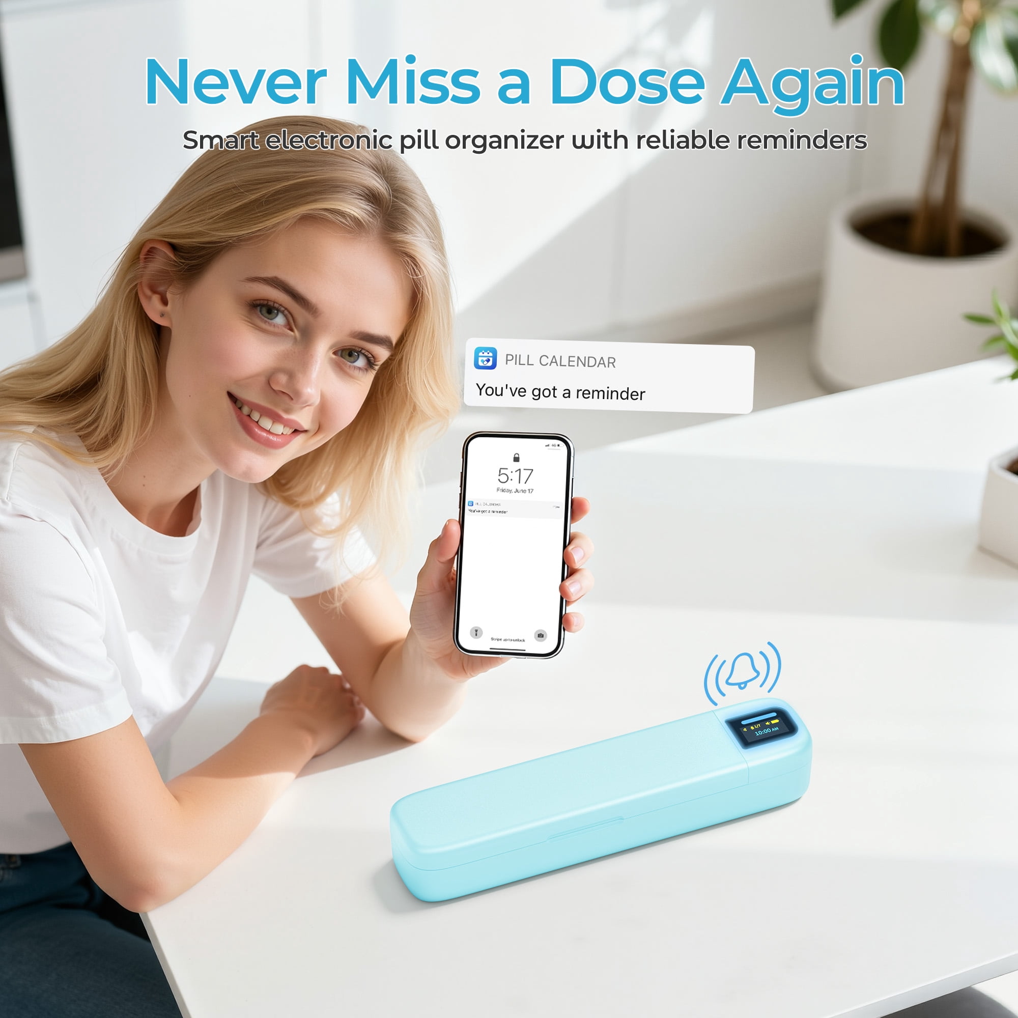 Bluetooth Electronic Pill Dispenser with Alarm, Smart Pill Organizer with Reminder&Light, Pill Timer Tracker, Automatic Medication Dispenser, Weekly 7 Day Pill Case 1 Time a Day for Travel
