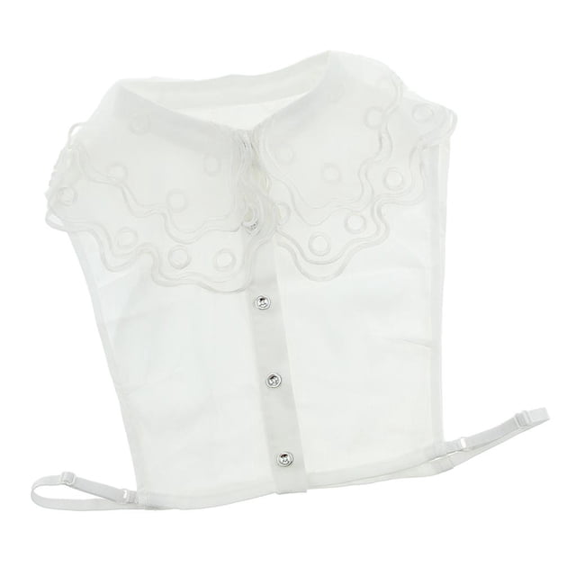 Col en Chiffon Détachable Peter Pan Col Demi-Chemises Reste Blanc