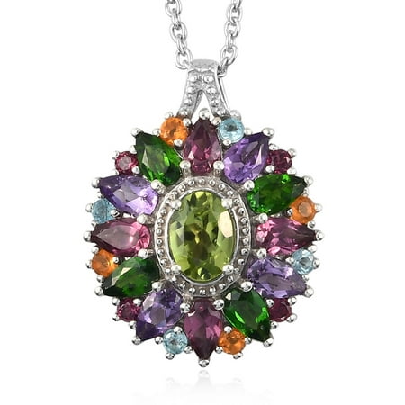 Shop LC Peridot August Birthstone 925 Sterling Silver Oval Rose Garnet Necklace Platinum Plated Pendant Bridal Anniversary Engagement Wedding Size 20" Ct 3.3 For Women Jewelry
