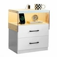 thumbnail image 1 of Smart Nightstand with LED Light, 2 Soft-Clean Drawers, Nightstand with Wireless Charging and USB Ports, White, 1 of 5