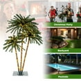 thumbnail image 7 of 3-Piece Pre-Lit Palm Tree Set, 4/5/6 FT Artificial Christmas Tree with 930 Warm White LED Lights and Metal Base, Tropical Xmas Tree for Home, Office, Holiday Decor, Green, 7 of 7