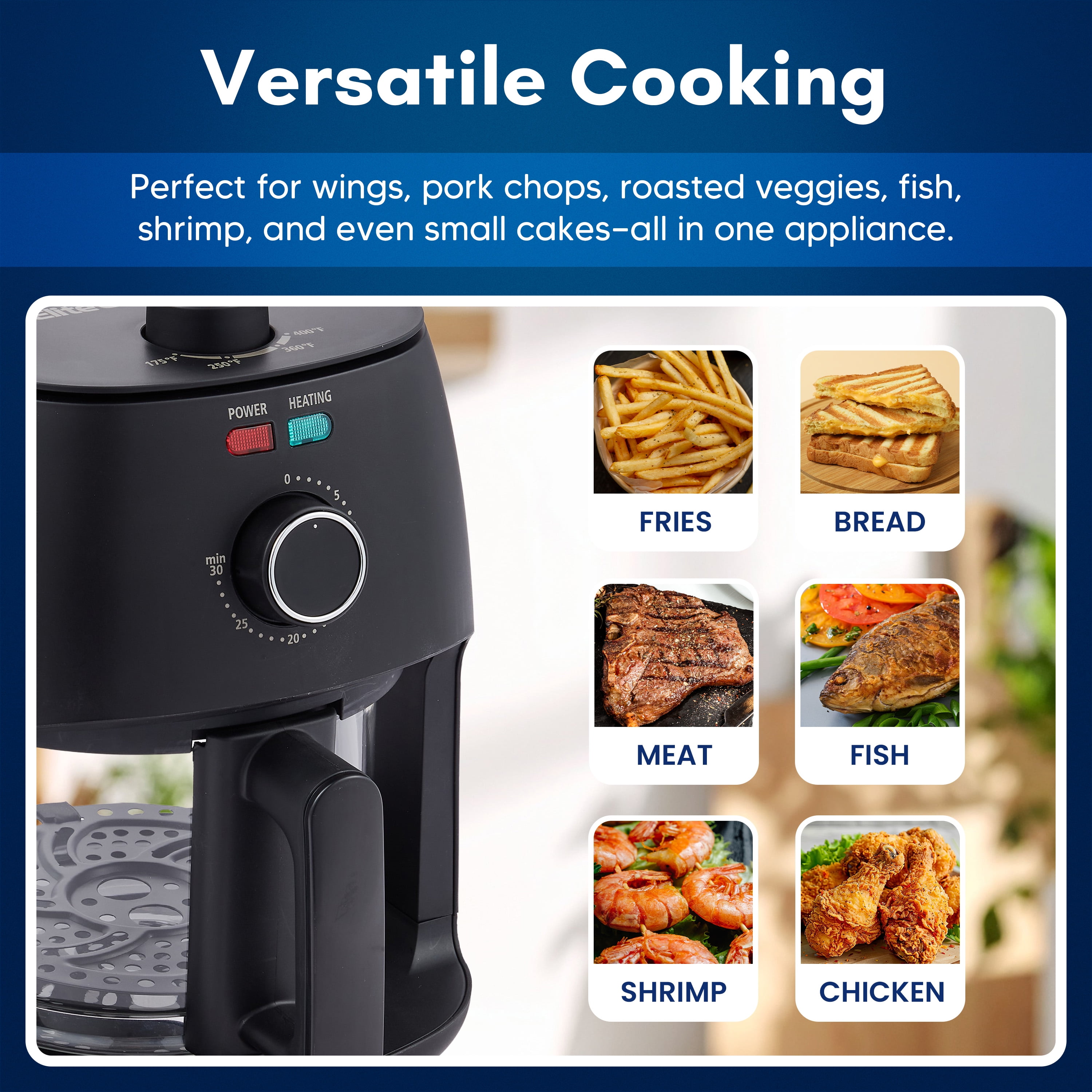 Elite Gourmet EAFL2500 2.3L Glass Air Fryer
