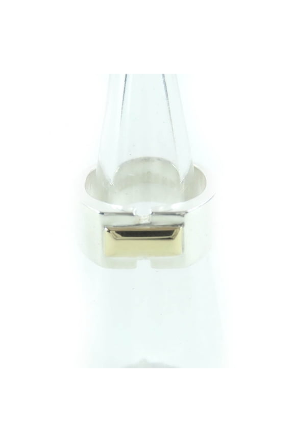 Pre-Owned HERMES Vintage Bucket Ring, 925 Sterling Silver and 18K Gold, Size 50 (Japanese size...