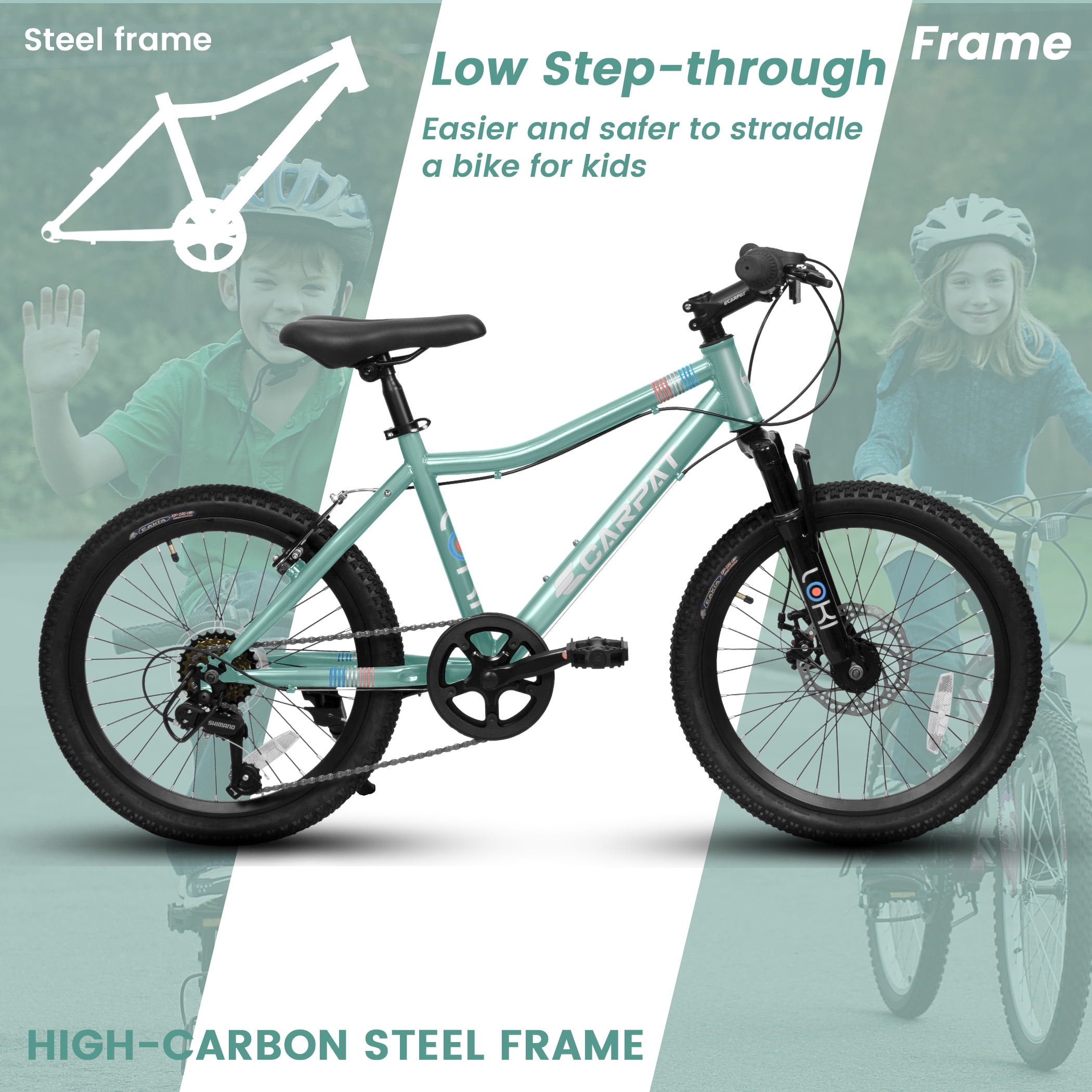 20 inch Mountain Bike For Boys Girls, 7 Speed Kids' MTB Summer Travel Birthday Gifts Children Bicycles