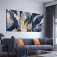 thumbnail image 2 of 3 Piece Abstract Wall Art Blue and Gold Paintings Minimalist Wall Decor Graffiti Poster Modern Artwork Picture HD Canvas Print,Framed for Living Room Bedroom Bathroom, 12"x16"x3 Panels, 2 of 6
