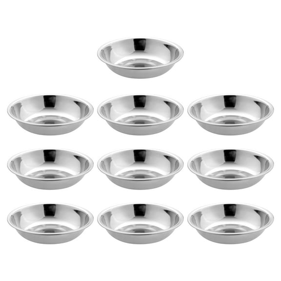 Unique Bargains Restaurant Stainless Steel Condiment Container Dishes Silver Tone 10cm Dia 10pcs