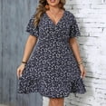 thumbnail image 2 of Womens Dresses Plus Size Summer Print Midi Boho Dress for Curvy Women Casual Smocked Floral Long Beach Dresses for Women, 2 of 9