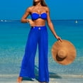 thumbnail image 2 of Saving UTSJKR 3 Piece Swimsuits for Women Tummy Control Bikini Set with Beach Cover Up Mesh Pants Sexy Tube Tops Swimwear Blue XL, 2 of 5