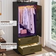 thumbnail image 4 of ChVans 72.8''H Armoire Wardrobe Closet with Sensor Light and 2 Drawer, Farmhouse Bedroom Armoire Cabinet with Hanging Rod, Wooden Wardrobe Cabinet with folding sliding barn door for Bedroom, 4 of 10
