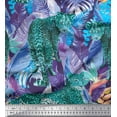 thumbnail image 1 of Soimoi Silk Fabric tropical leaves & leopard Animal Printed Craft Fabric by the Yard 42 Inch Wide, 1 of 1