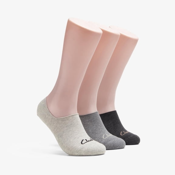 Clarks Men's Multicolor Solid Print Cotton Socks, No-Show, 3 Pack