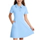 thumbnail image 1 of Vestido de niña de poliéster de manga corta con cuello, botones de encaje y bolsillo, color liso, 1 of 8