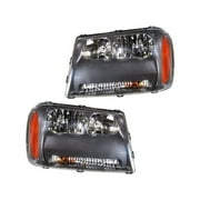 Headlight Assembly Set - Compatible with 2006 - 2009 Chevy Trailblazer without Full Width Grille Bar 2007 2008
