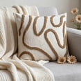 thumbnail image 5 of Throw Pillow Cover Minimalist Line Embroidered 17.71 Inch Cushion Case for Sofa Bed Living Room Bedroom Neutral Home Decor Modern Boho Farmhouse Pillow Cover Clean Layered Look Decorative Pillow Case, 5 of 6
