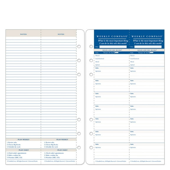 FranklinCovey Weekly Compass Cards (Pocket Size)