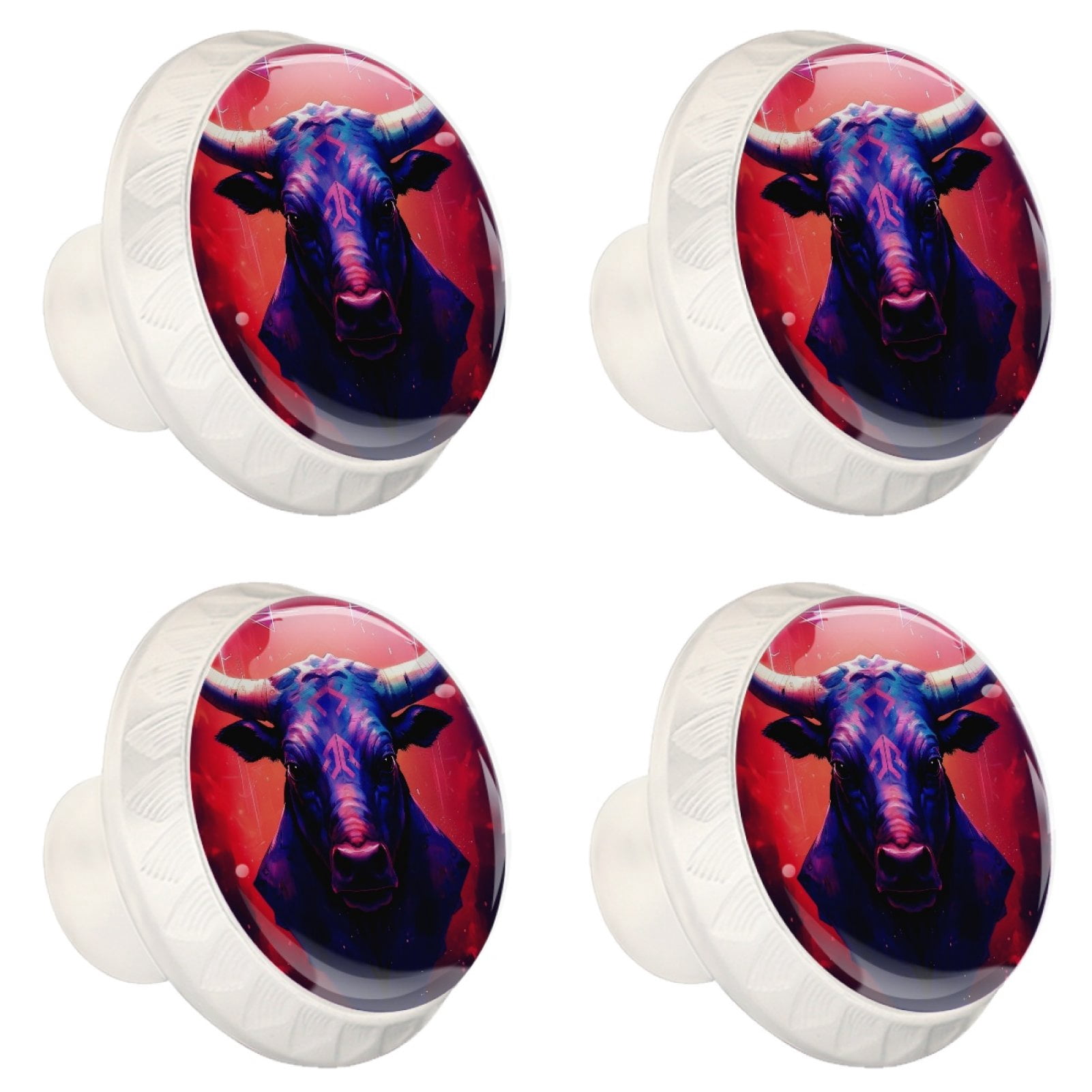 4 Pcs Cow Knobs for Kitchen Cabinet Cupboard Dresser Bookcase Drawer Pulls Handles Round Home Decor