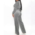 thumbnail image 2 of UPPADA Grey Workout Set,Womens Velvet Tracksuit Two Piece Cropped Sweatshirt Flared Pants Workout Jogging Sets Velvet Sweatsuit Y2k Outfits Sets Gray,M, 2 of 7