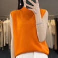 thumbnail image 2 of Chaleco de cachemira 2024 para mujer, 100 % lana merino, suéter interior sin mangas, cuello alto, blusas de oficina, chaleco, 2 of 5