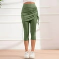 thumbnail image 4 of Lenpel Women's Capri Skirted Leggings Soft Casual High Waisted Slim Knee Length Yoga Pants with Ruched Skirts Active Tennis Tights, 4 of 7