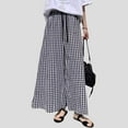 thumbnail image 2 of vigerkar Women's Plaid Wide Leg Culotte Pants Gingham High Elastic Waisted Cropped Palazzo Pants with Pockets Black, XL, 2 of 5