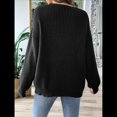 thumbnail image 4 of Suéter de Punto Ligero de Larga para Mujer, con Cuello en V y Costuras en Contraste. Negro S, 4 of 9