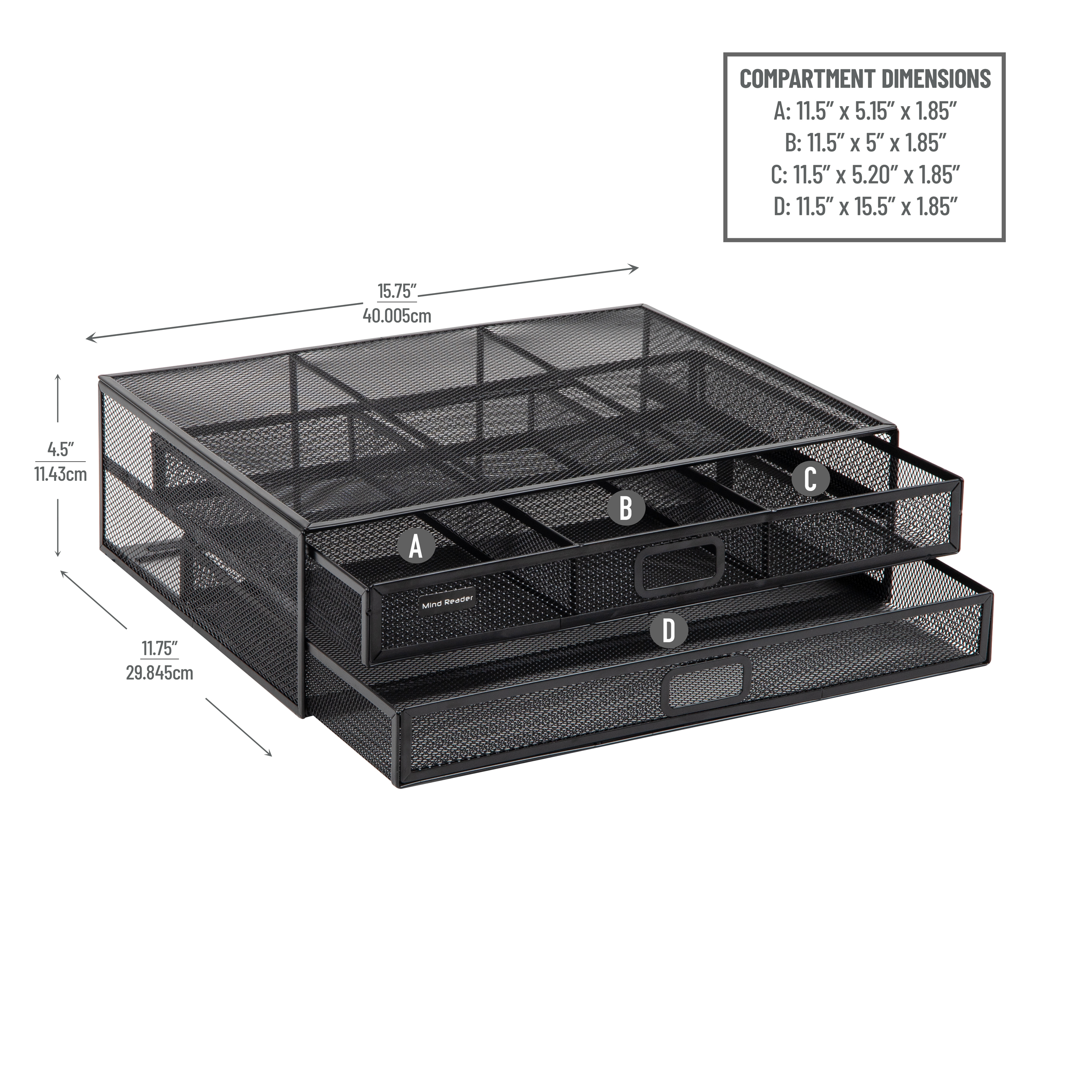 Mind Reader Two-Tier Metal Mesh Monitor Stand with Storage photo 3