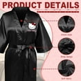 thumbnail image 5 of Hello Kitty Women's Imitation Silk Nightgowns Soft V Neck Lace-up Nightdress Lightweight Sleep Shirt Black, 5 of 6