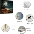 thumbnail image 2 of ZHONGYUTONG Full Moon Canvas Wall Art Night Beach Palm Tree Painting Prints Natural Seascape Modern Artwork for Living Room Home Decor Framed (16.00" x 16.00"), 2 of 6