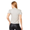 thumbnail image 4 of Blusa Mujer Lisa Con Pliegues en Manga Corta Gris Casual gris G Incógnita 330502, 4 of 6